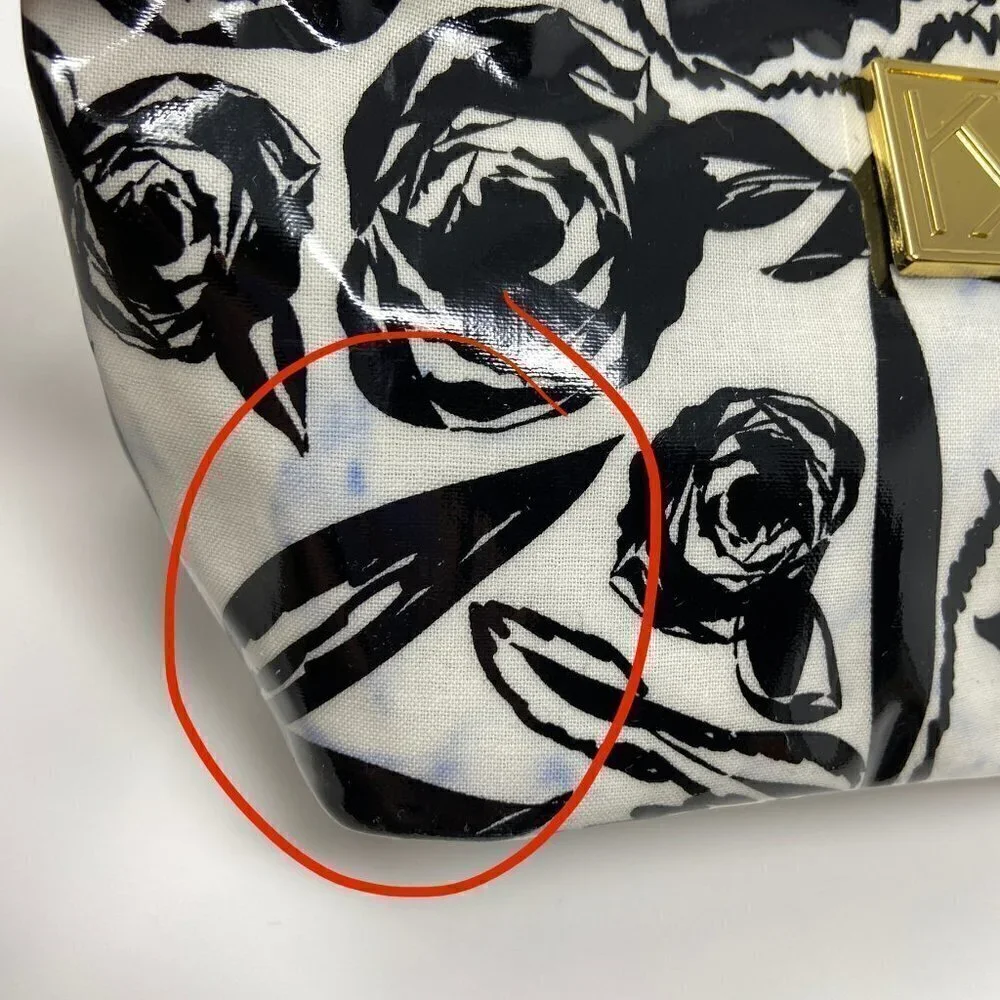 ANNA GRIFFIN | Set of 2 Black White Floral Cosmetic Bags Coated Cotton